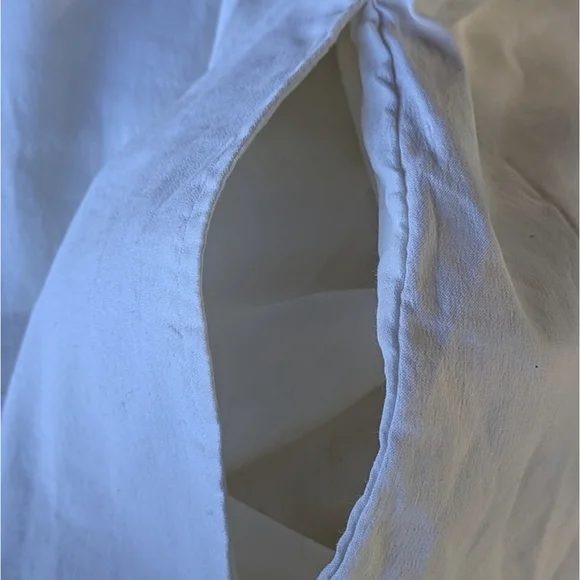 Theory Textured Linen Ranay Cut Out | White Shirt Minimalist Romper Sz 10 - Picture 9 of 11